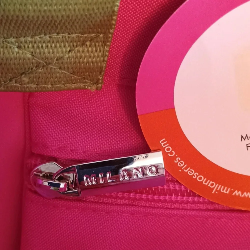 Woman's Milano Tote Series Vibrant Pink with Green Handles- Brand New With Tags! - Picture 8 of 9